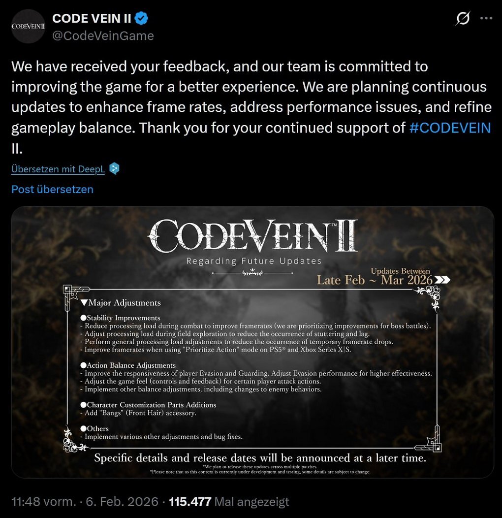 <strong>Code Vein 2:</strong> Diese Verbesserungen versprechen die Entwickler (2)