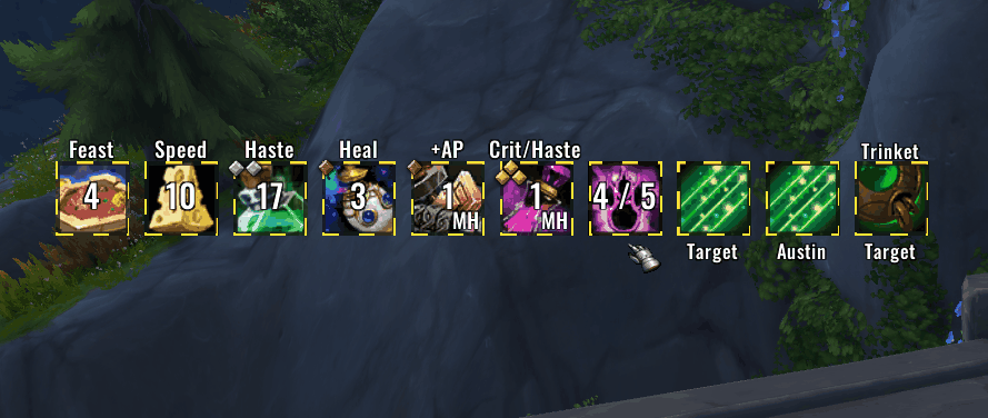 So sieht Clickable Raid Buffs im Spiel aus.