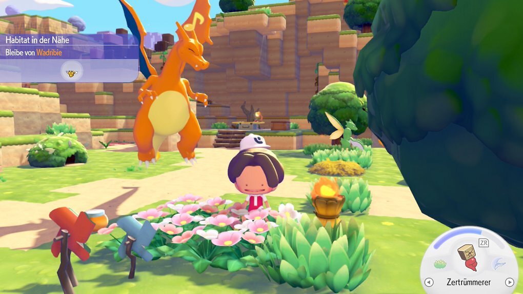 Unter bestimmten Habitatvoraussetzungen könnt ihr auch seltene Pokémon anlocken, wie zum Beispiel ein Glurak.
