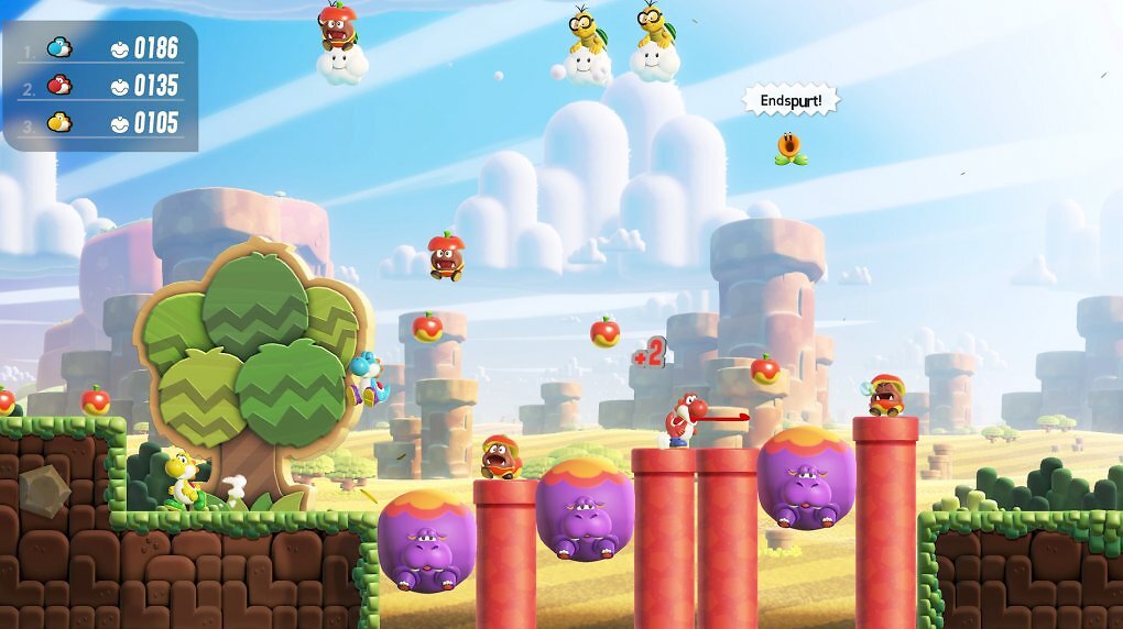 Wer verputzt wohl die meisten Äpfel mit Yoshi?