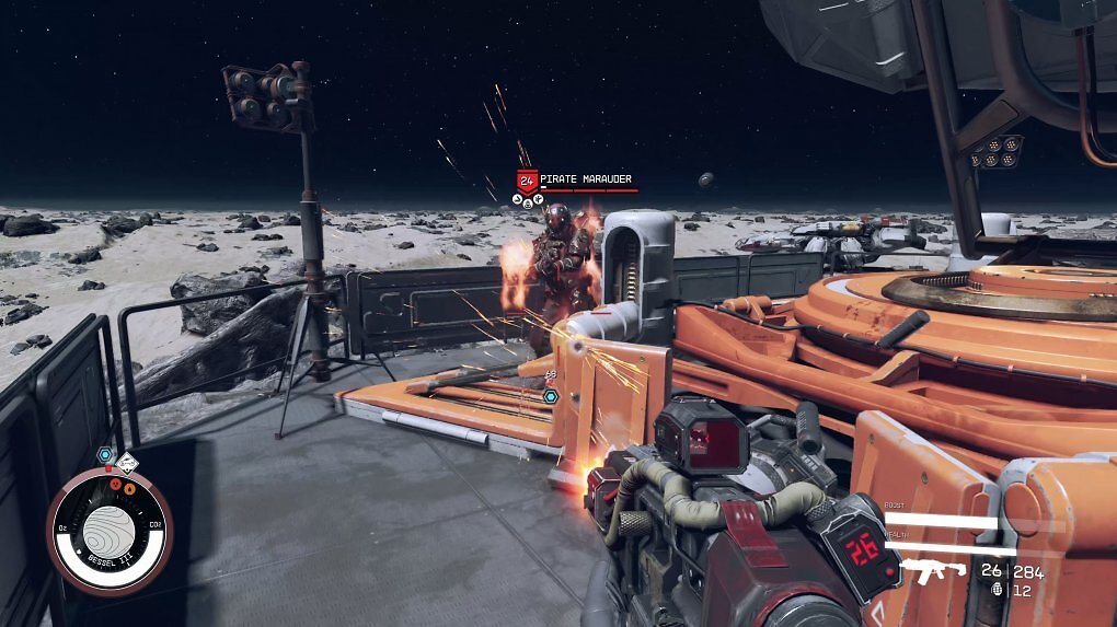 Ein Feuergefecht in Starfield