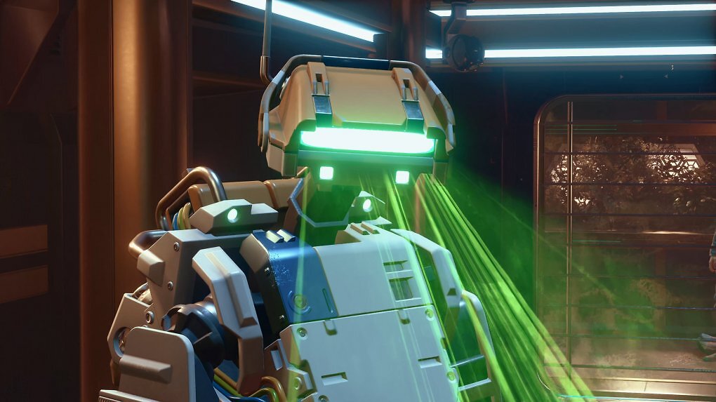 Ein Roboter scannt unsere Spielfigur