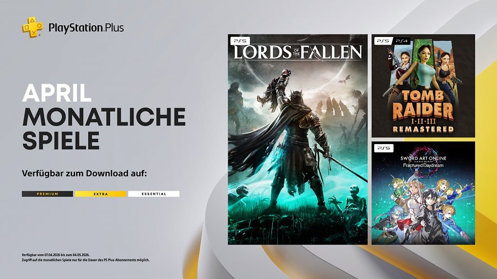 <strong>PlayStation Plus im April 2026: </strong>Spannendes Soulslike und Tomb Raider im Abo (1)