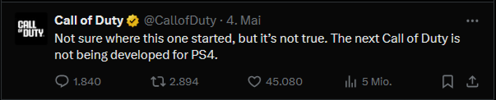 Hier seht ihr das offiziele Statement zum Gerücht.
