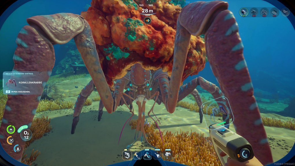 Der neue Planet Proteus ist wieder voller Flora und Fauna, die man entdecken und scannen kann. Viele Tierchen, wie diese Korallenkrabbe, sind sogar friedlich.