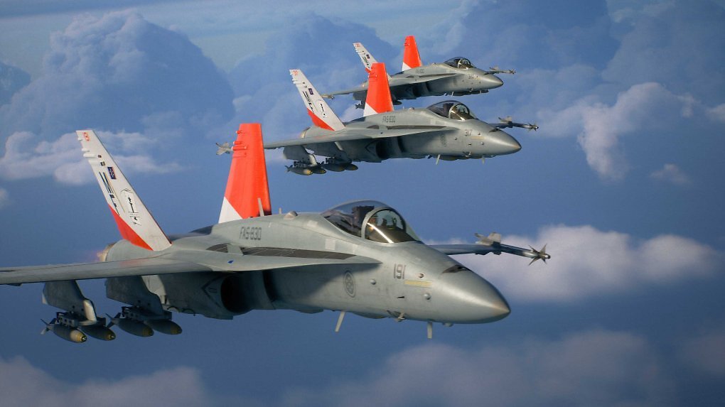 Drei F18-Kampfjets im Formationsflug.