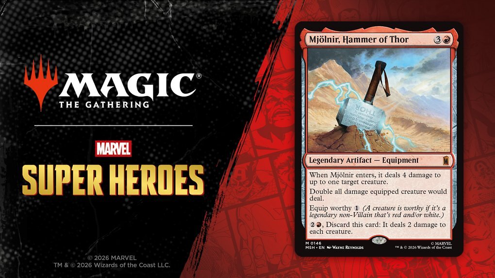 Equip worthy: Im Superhelden-Set von Magic können nur bestimmte Kreaturen Mjölnir ausrüsten.