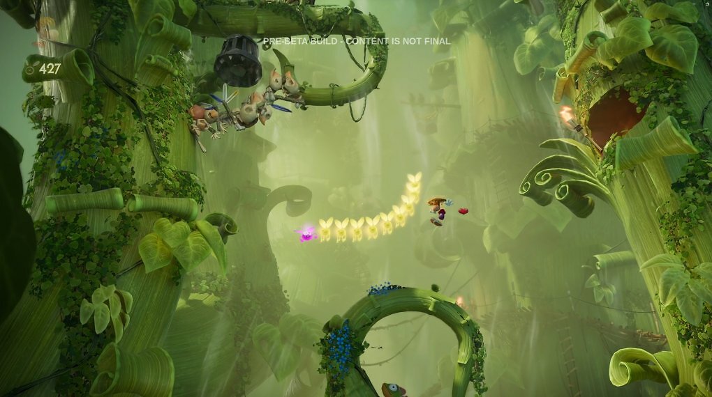 Mit dem Propellerflug und aufsteigenden Winden kann Rayman durch die Luft fliegen.