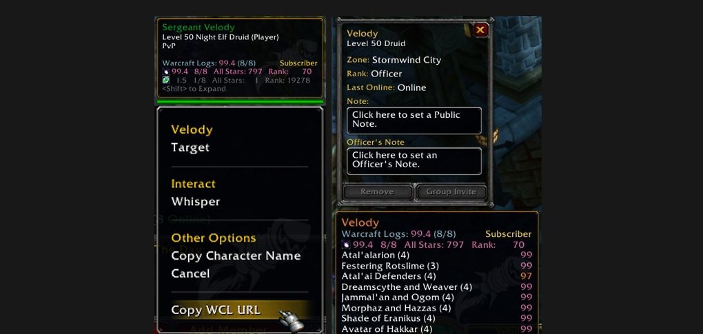 Das Addon 'Archon Tooltip' zeigt die Warcraftlogs der Spieler an, wenn ihr ihre Namen anklickt. Auch viele Gruppenanführer in der Classic-Version von WoW sortieren anhand der Logs aus, wen sie in die Gruppe einladen.