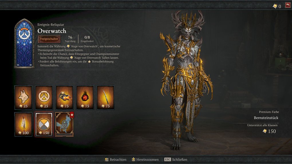 Über das Overwatch-Event von Saison 4 könnt ihr in Diablo 4 erstmals eine neue Premiumfarbe zum Einfärben eurer Rüstung freischalten.