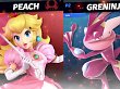 Peach und Greninja im Versus-Bildschirm von Smash Ultimate.