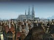 Eine voll ausgebaute Stadt mit einem Kaiserdom am Horizont.