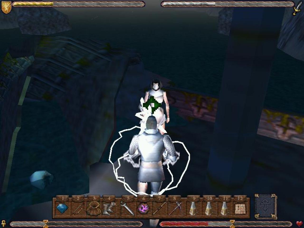 [26/11/2001] SCHOCKSCHWERENOT Der Energieblitz zählt noch zu den harmloseren Zaubersprüchen in Ultima 9. Mit jedem Spielabschnitt gewinnen die Lichteffekte an Brillanz.