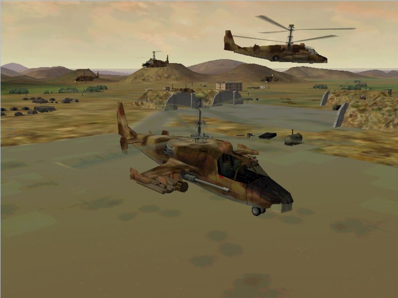 [26/11/2001] AUFBRUCH Die Alligator Staffel hebt zu einem weiteren Einsatz ab. Je nach Mission befehligen Sie bis zu fünf Kampfhubschrauber.