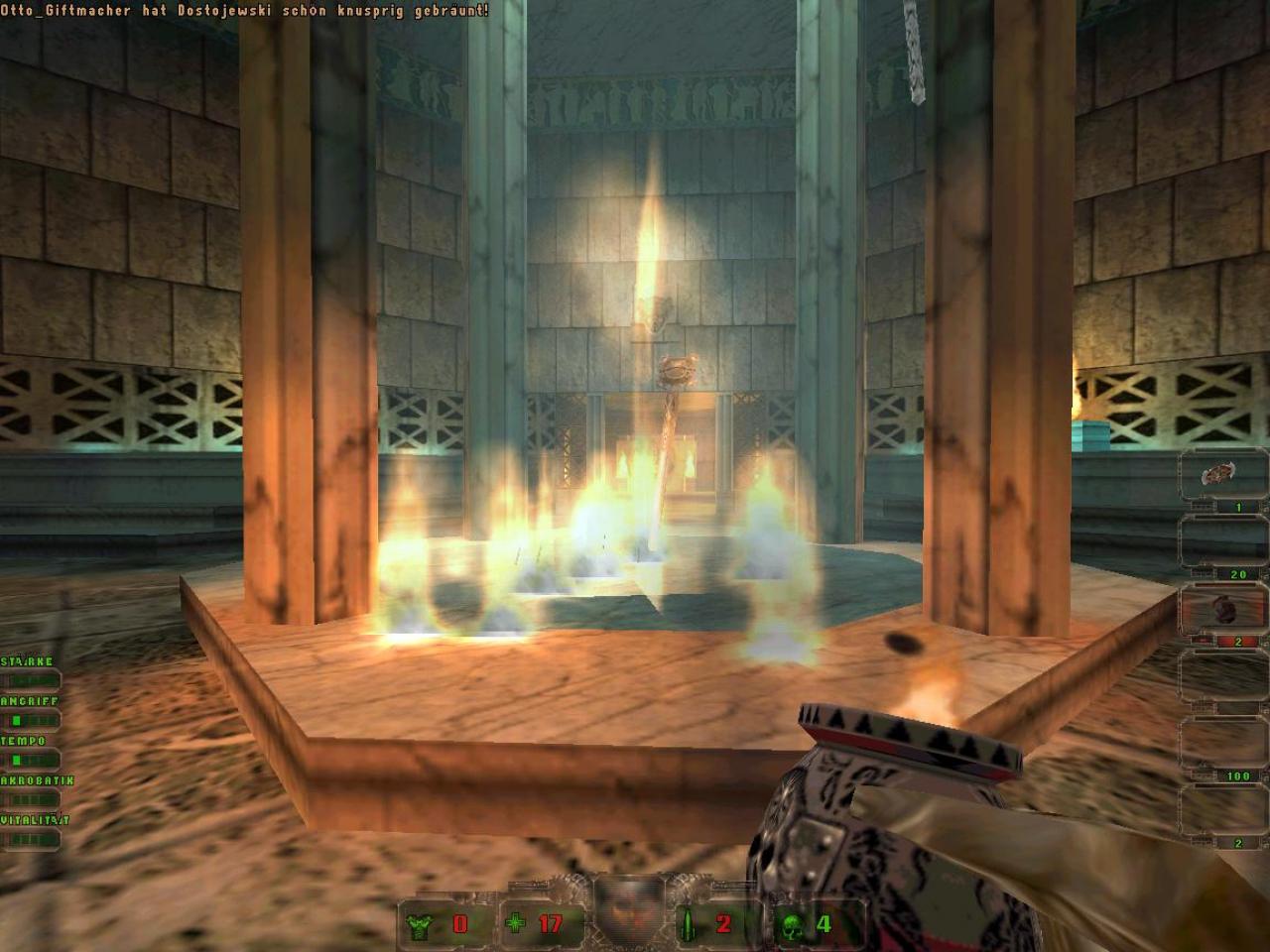 [26/11/2001] GEKLAUT Das Design vieler Mehrspielerkarten erinnert an das Action-Adventure Heretic 2 und das fantasievolle Requiem (indiziert).