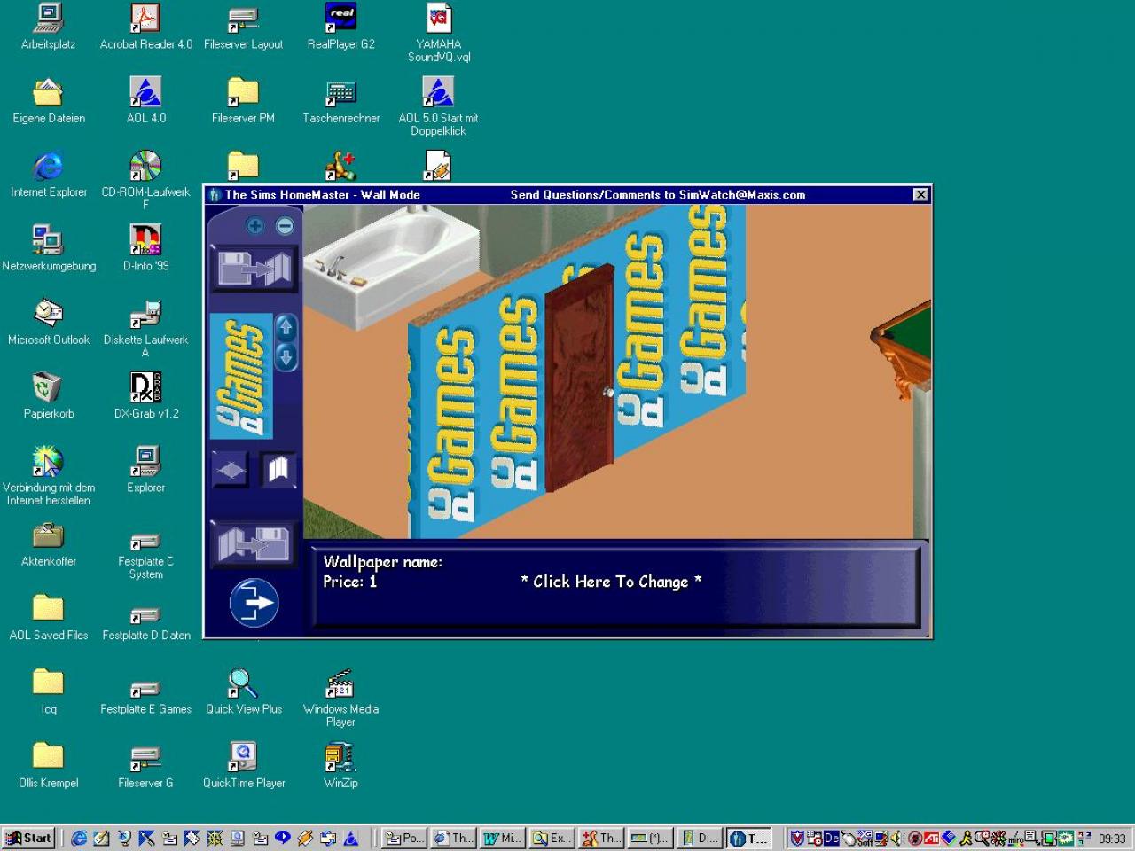 [26/11/2001] DAS KöNNEN SIE AUCH Per downloadbarer Gratis-Software von der Sims-Website binden Sie selbst entworfene Tapeten und Teppiche ein.