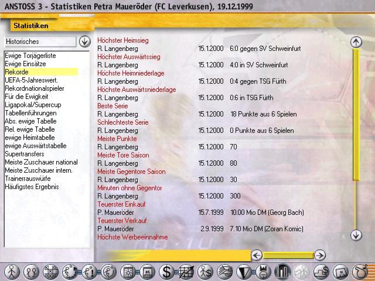 [26/11/2001] REKORDVERDÄCHTIG In den mehr als 200 Statistiken entdecken Sie auch außergewöhnliche Serien und Rekorde.