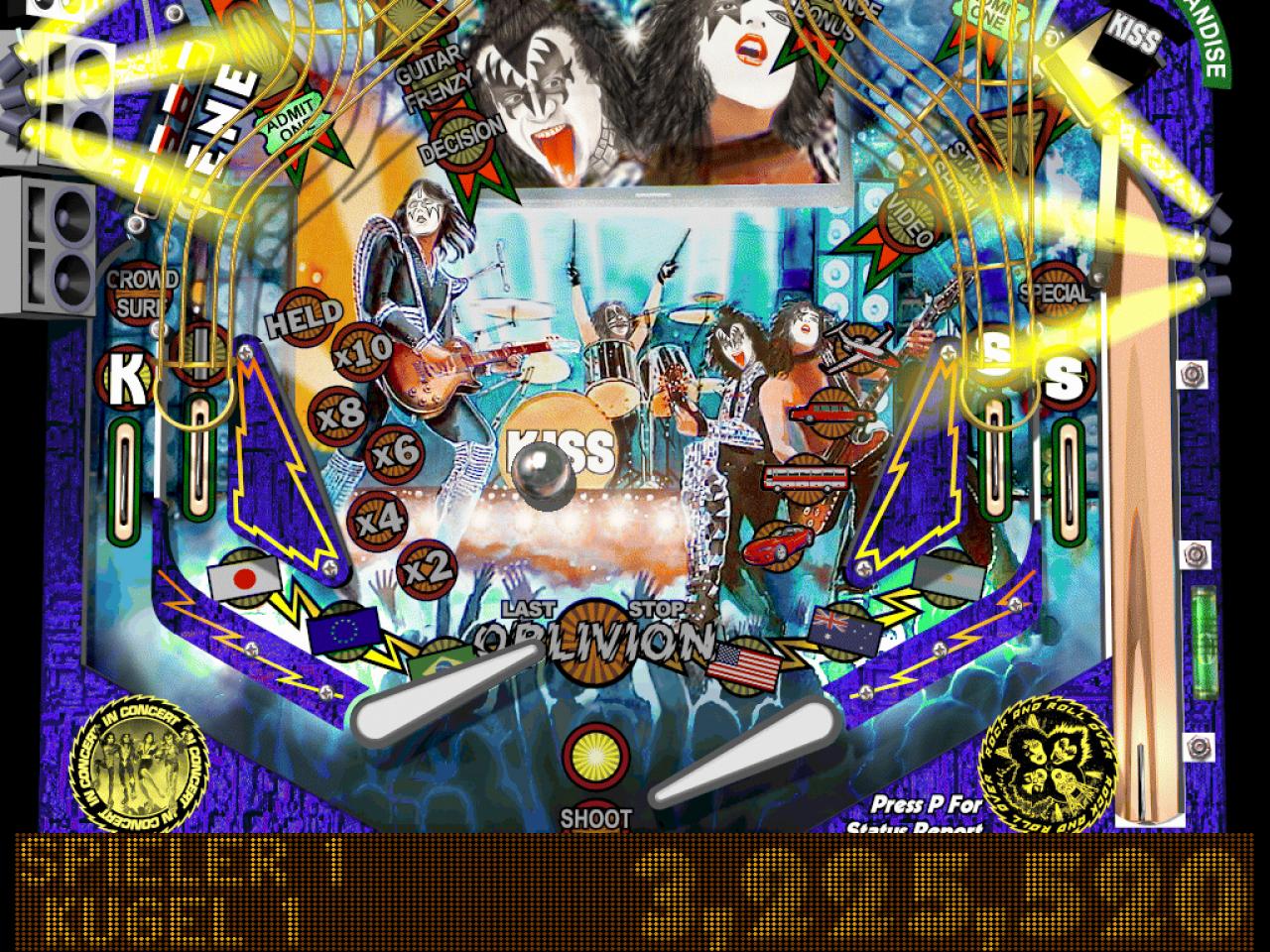 [26/11/2001] So schrill wie die Band KISS sieht auch die Grafik des Flippers aus.
