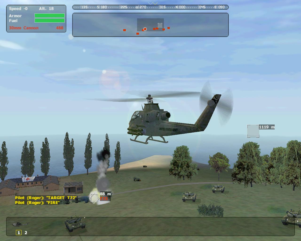 [26/11/2001] Nur in wenigen Missionen verlassen Sie den sicheren Boden und erkunden mit einem Helikopter die Lüfte. Die Hubschrauber sind einfach zu kontrollieren, auch die Zielerfassung läuft automatisch.
