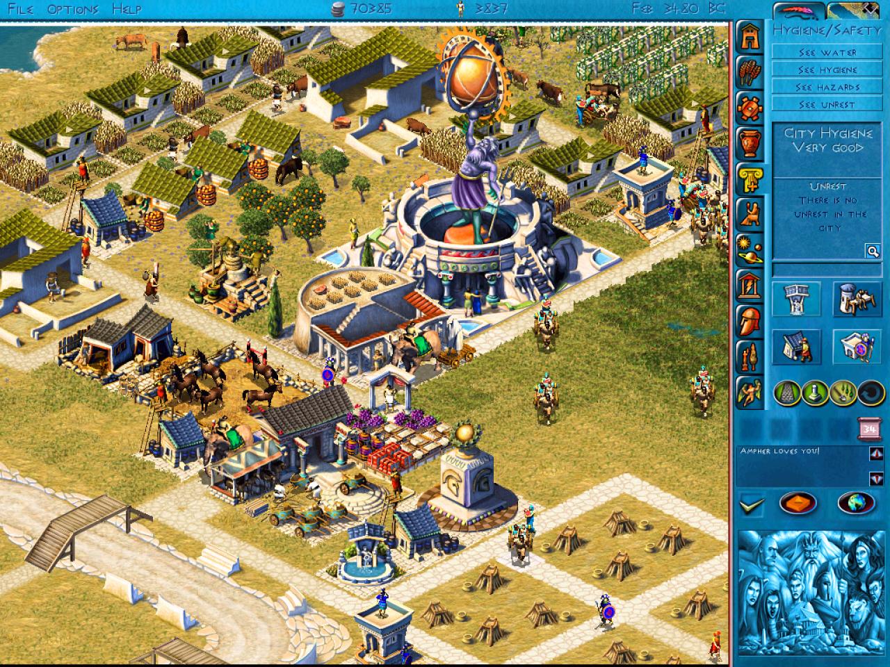 [26/11/2001] Neu in Poseidon: Die Universität (oben rechts) und die Pferderennbahn.