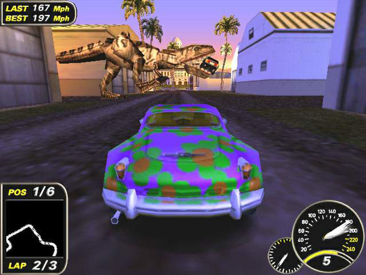 [26/11/2001] Funracer: Dinos, die andere Fahrzeuge kurzerhand verspeisen, sind in der Welt von Speedbusters keine Seltenheit.