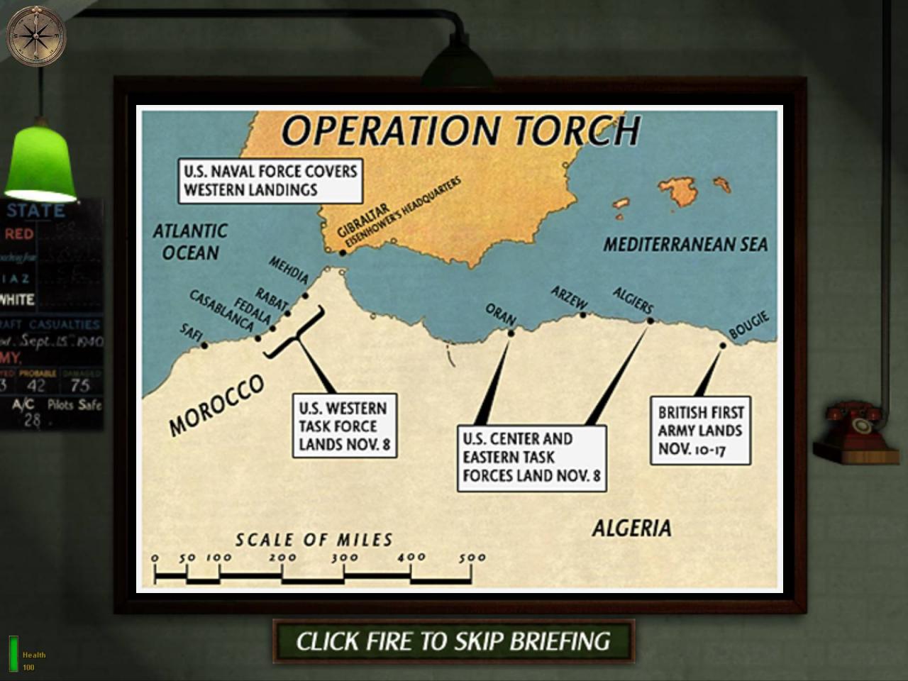[14/01/2002] Schön bunt: Video-Briefings bereiten alle sechs Kampfeinsätze vor.