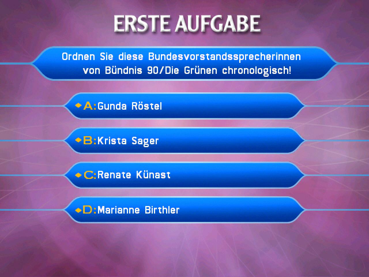 [22/01/2002] In einem der Mehrspielermodi müssen die Kontrahenten möglichst schnell eine Frage beantworten, um spielen zu dürfen.