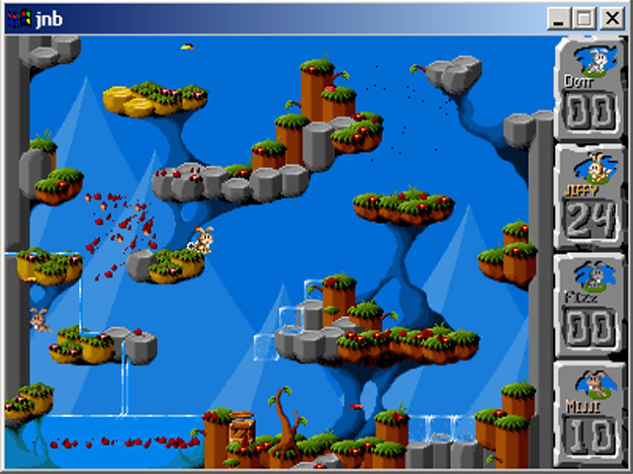 [13/03/2002] Jump 'n Bump - hier sehen Sie eine der 250 bestehenden Level-Kreationen.