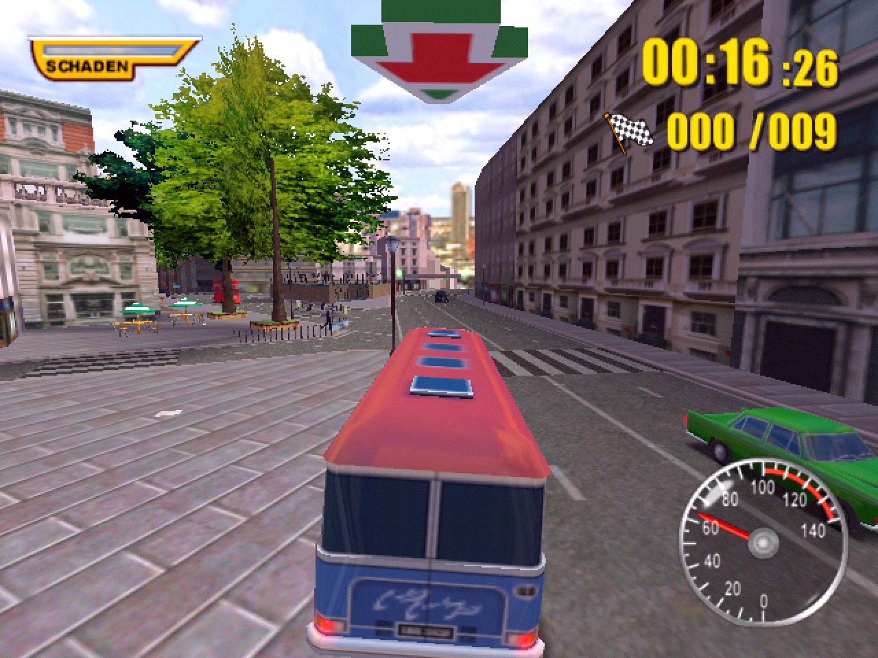 [31/08/2002] Da es nur eine Kameraperspektive gibt, weiß man als Busfahrer nie, ob die Straße frei ist.