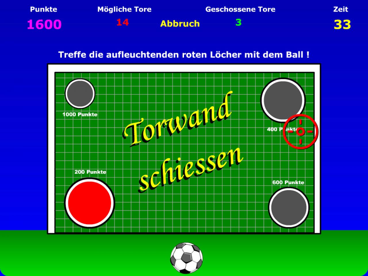 [06/09/2002] Das Mini-Spiel Torwandschießen ist auch noch auf der CD. Loch anklicken, Ball fliegt durch, Punkte werden gezählt ... macht nicht mal ne Minute Spaß.