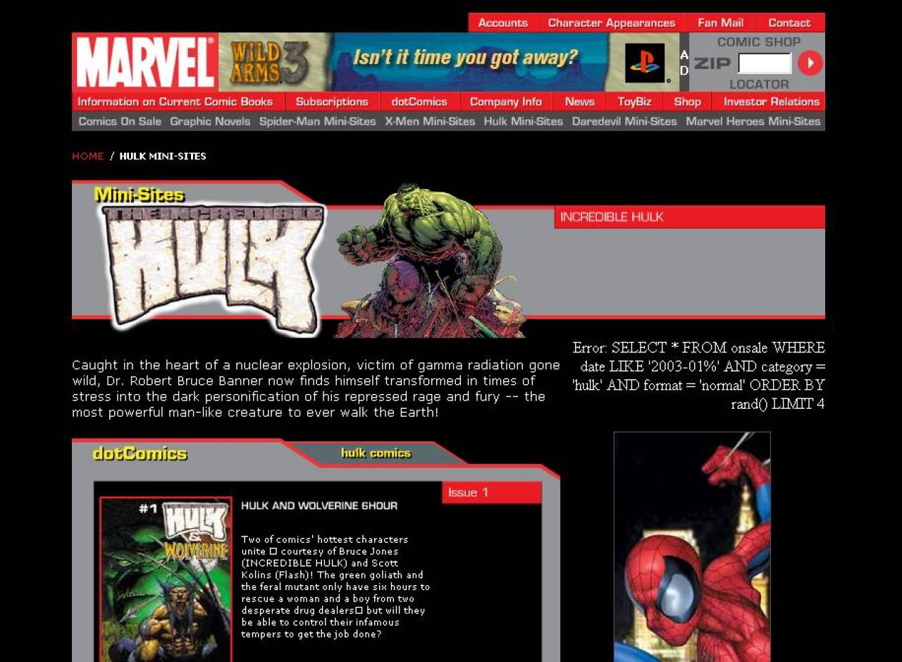 [29/01/2003] Die offizielle Hulk-Website von Marvel.