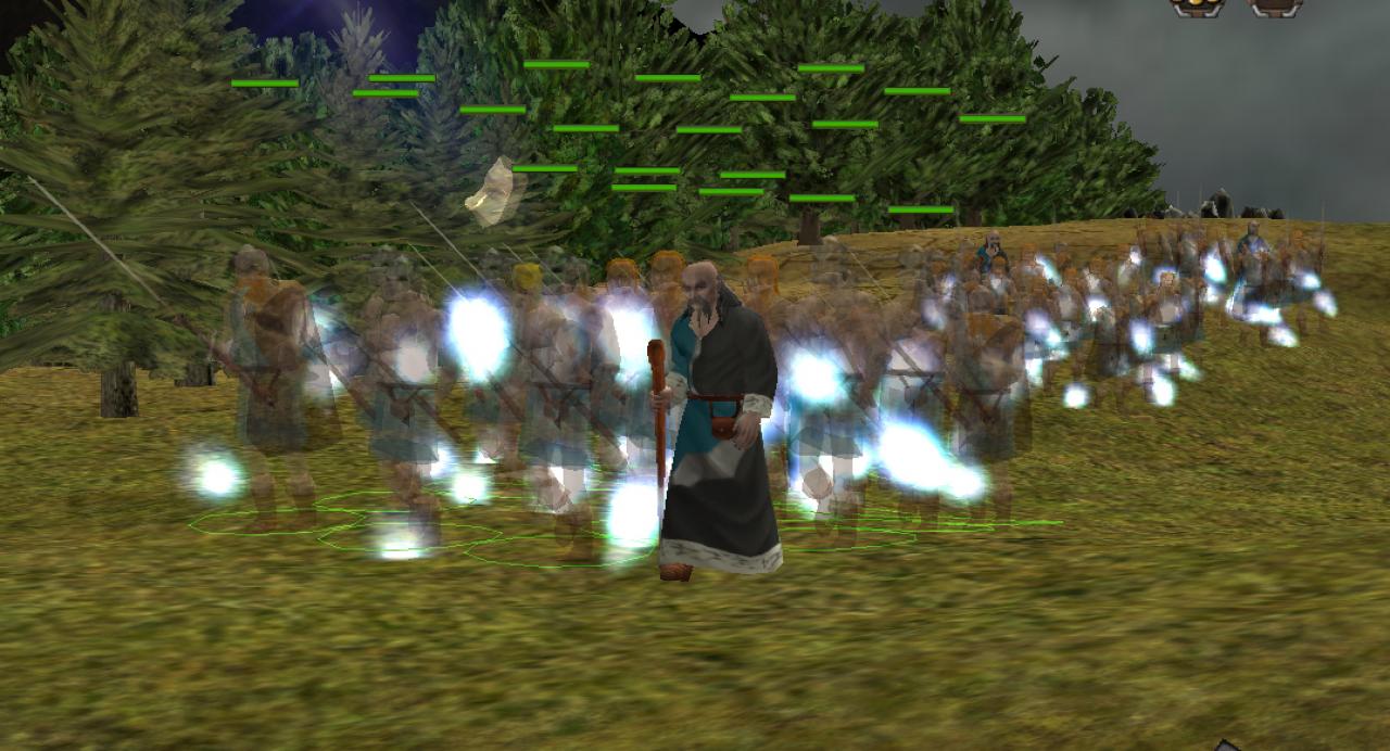 [21/02/2003] Viele Einheiten haben Spezialfähigkeiten. Der Druide im Bild macht beispielsweise die Truppen um ihn herum unsichtbar. 