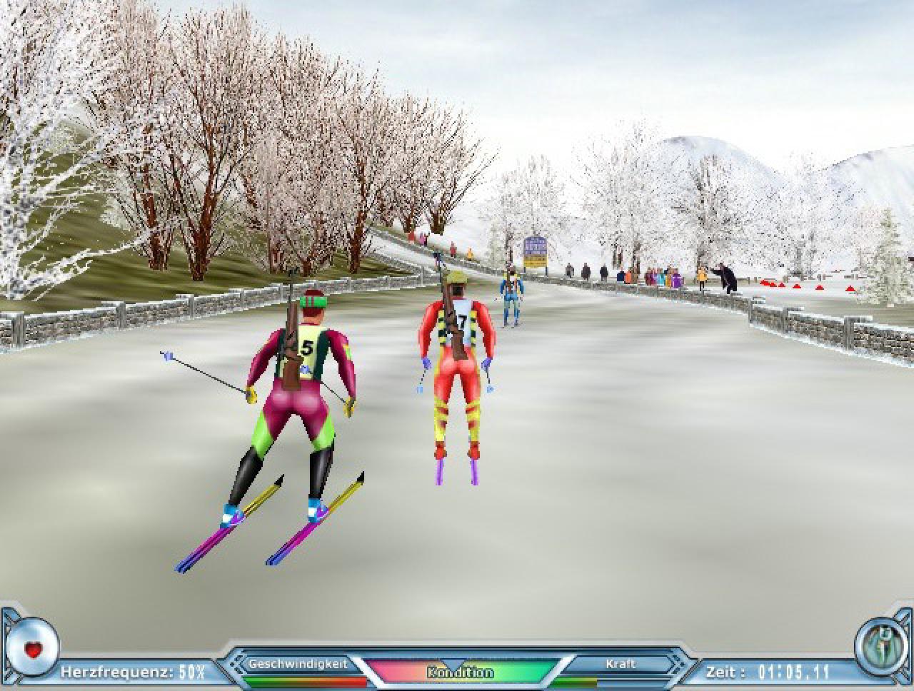 [25/02/2003] Hintern-Mann: Die wirklich einzig runde Sache an Biathlon 2003 sehen Sie auf diesem Bild gleich zwei Mal aus nächster Nähe. 