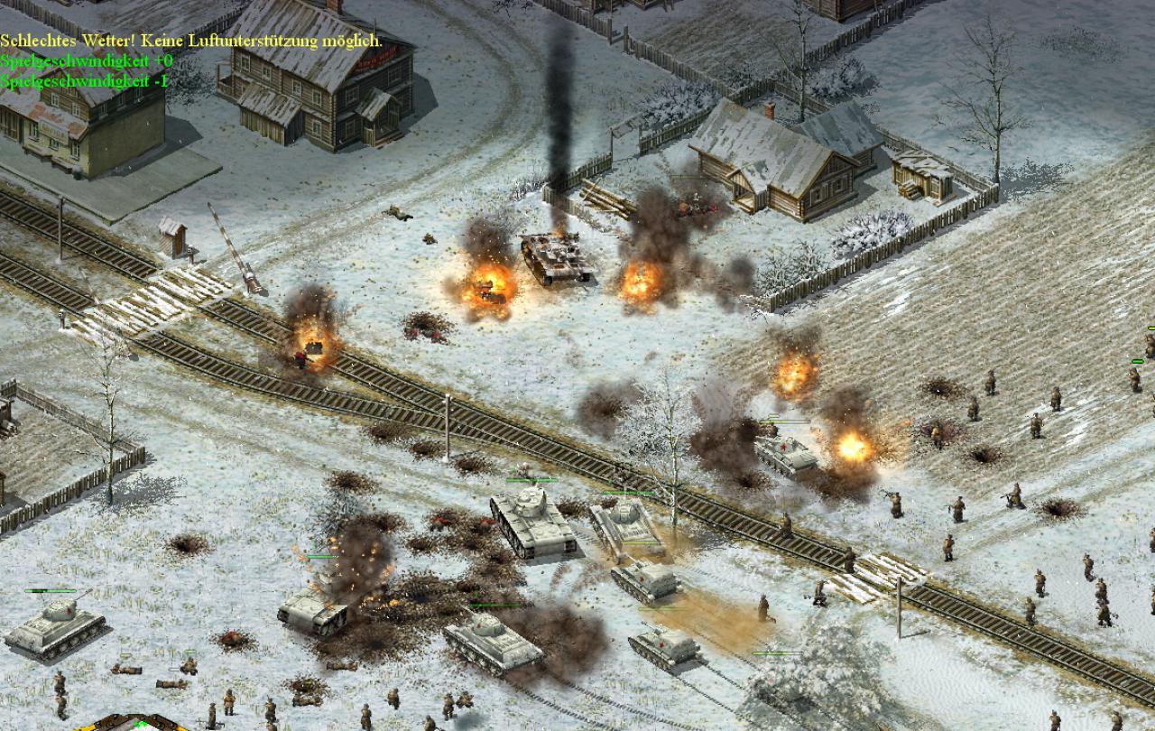 [19/03/2003] Für gewöhnlich unternehmen Sie chirurgische Vorstöße mit einer Handvoll Panzer und einem Späher. Wenn sich ein Massenangriff nicht vermeiden lässt, attackieren Sie am besten mit Infanterie und Tanks zusammen.