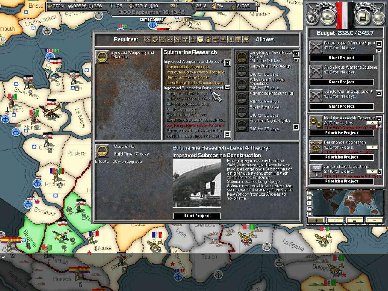 [07/04/2003] Forschung gehört zu den wichtigsten Bereichen in Hearts of Iron. (1)