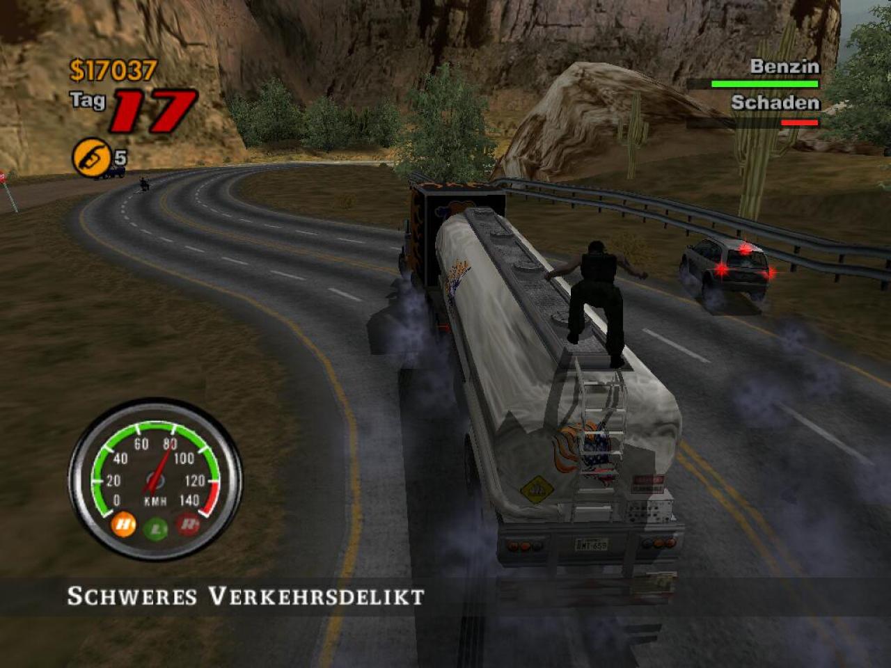 [12/05/2003] Die hartnäckigen Biker können Sie nur durch gekonnte Fahrmanöver abschütteln.