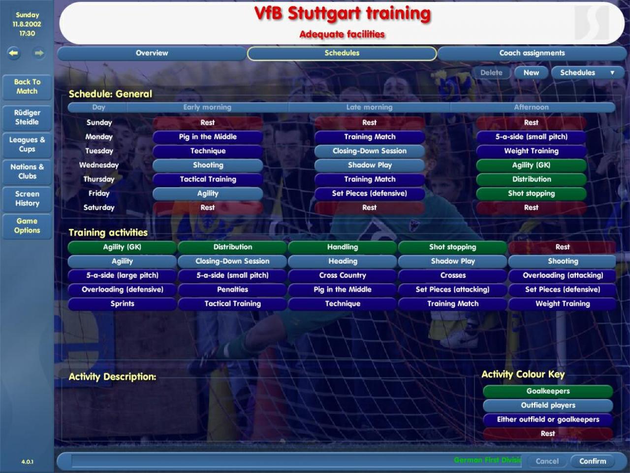 [12/05/2003] Das Training gehört zu den wichtigsten Aufgaben.