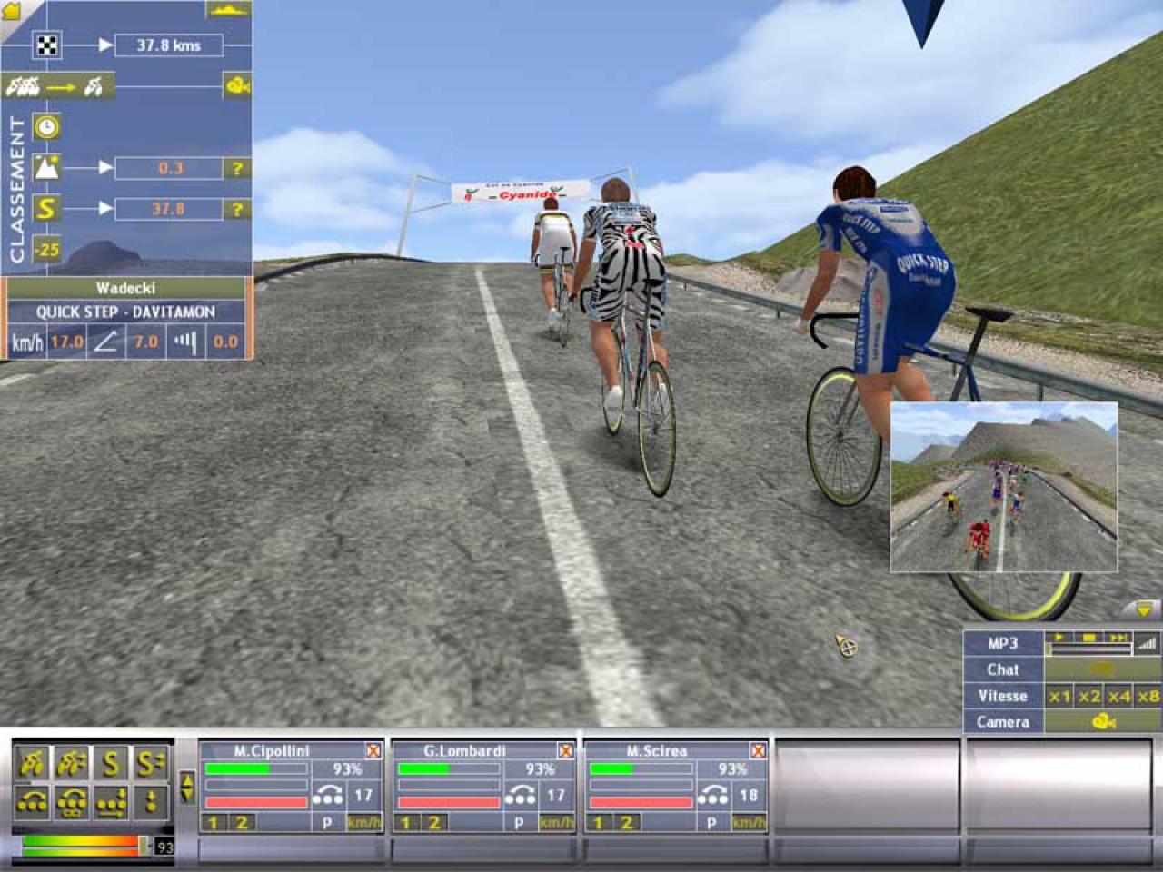 [11/07/2003] Im Training zwischen Events können Sie Ihre Fahrer je nach Bedarf auch zu Kletter-Experten machen. 