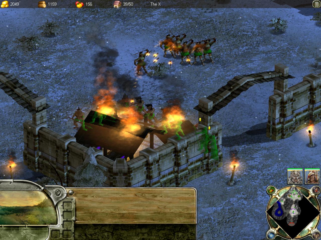 [17/08/2003] Während die Eroberer Gebäuden mit dicken Kanonen zu Leibe rücken, setzen die Rothäute auf Brandpfeile.