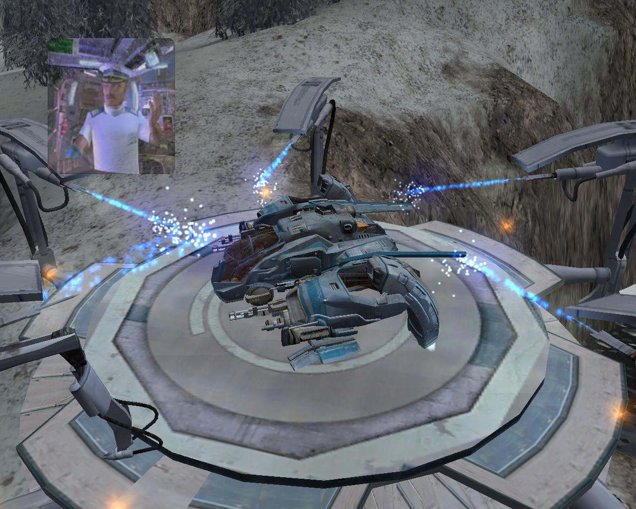 [15/10/2003] In den meisten Missionen finden Sie etwas abseits oft nützliche Reparatur-Plattformen, mit denen sich auch größere Schiffsschäden beheben lassen.