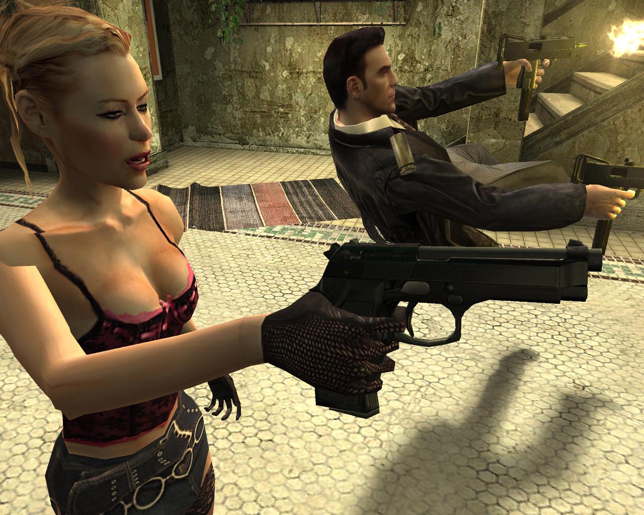 [26/11/2003] Diese jungen Dame hilft Max Payne tatkräftig mit ihrer Pistole.
