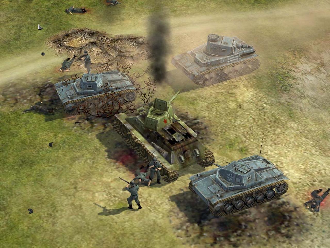 [30/01/2004] Söldner: Secret WarsHier hat die KI so viele Aussetzer, dass man mit ihnen eine ganze Internetseite füllen könnte. Die Gefechte fallen zum Beispiel derart unrealistisch aus (siehe Bild), dass man vor lachen nicht mehr spielen kann. Eine Katastrophe!