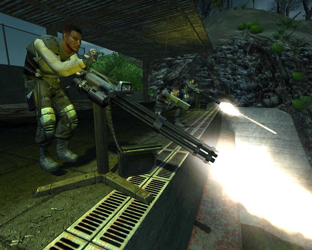 [29/04/2004] Mit Minigun und Raketenwerfer versuchen Kriegers Soldaten, den Ansturm der Trigens aufzuhalten.