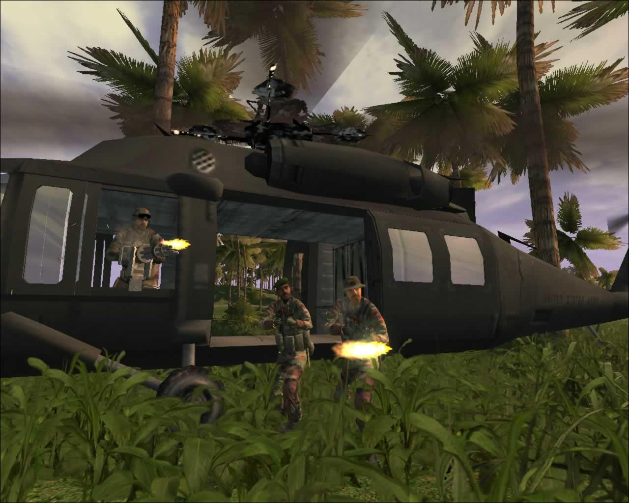 [14/07/2004] Wie bei Battlefield kann man mit Transporthubschraubern Truppen hinter die feindlichen Linien bringen.