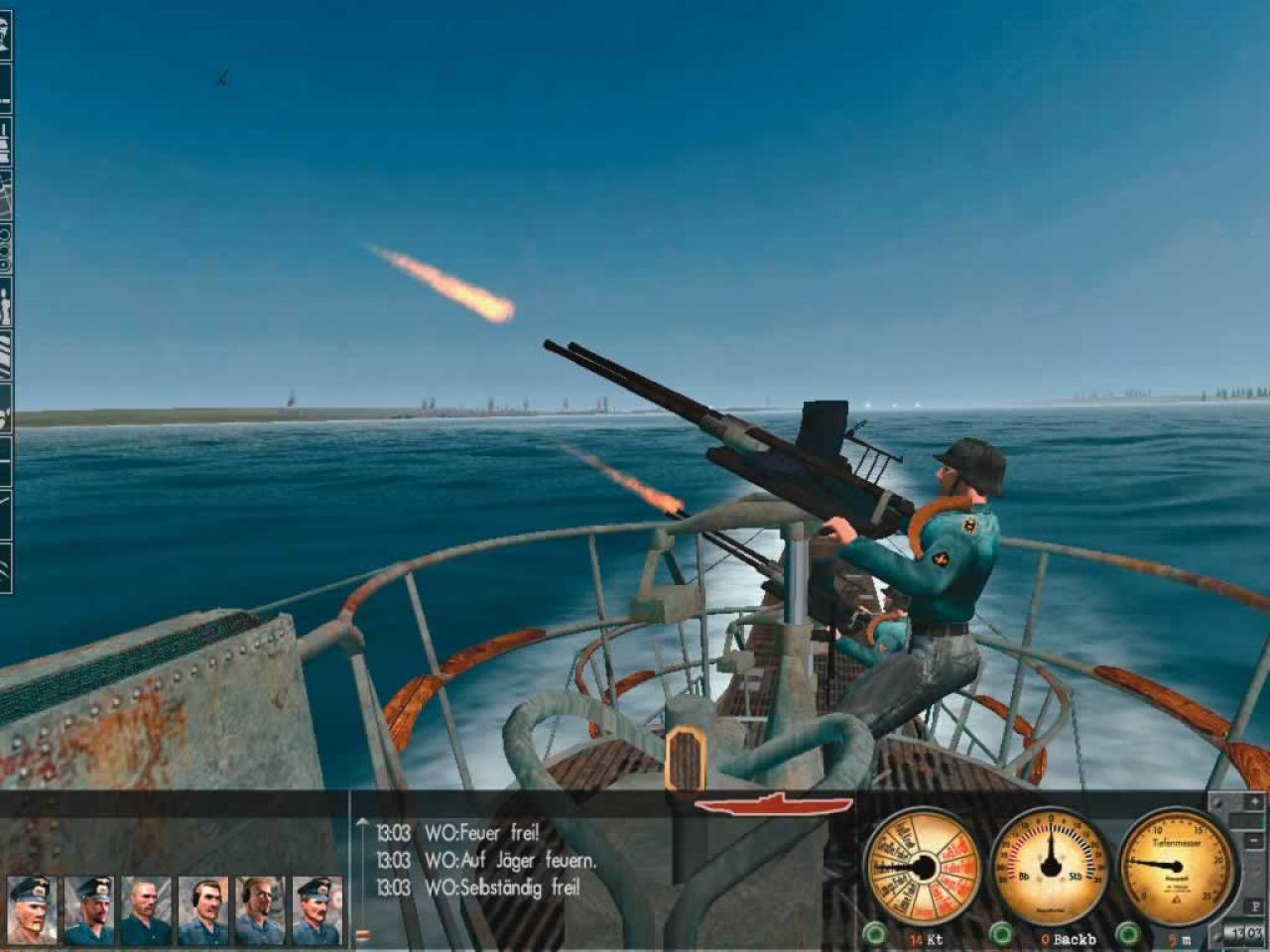 [18/04/2005] Britische Bomber haben uns entdeckt. Die Flak-Besatzung verteidigt das U-Boot.