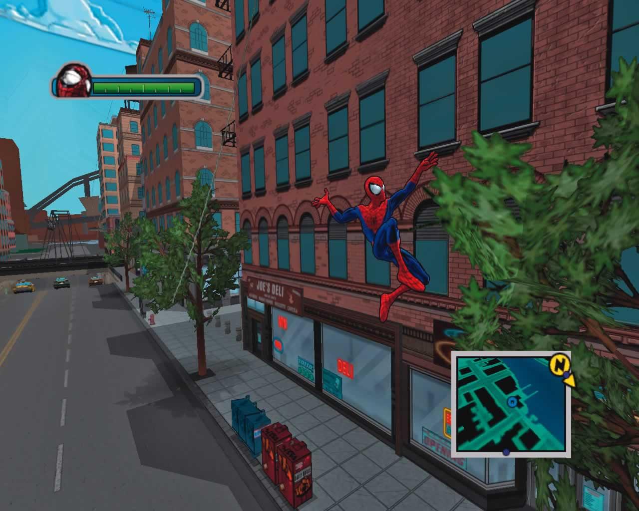 [22/10/2005] Im Comic-New-York darf sich Spider-Man in ansprechender Cel-Shading-Grafik frei bewegen und austoben.