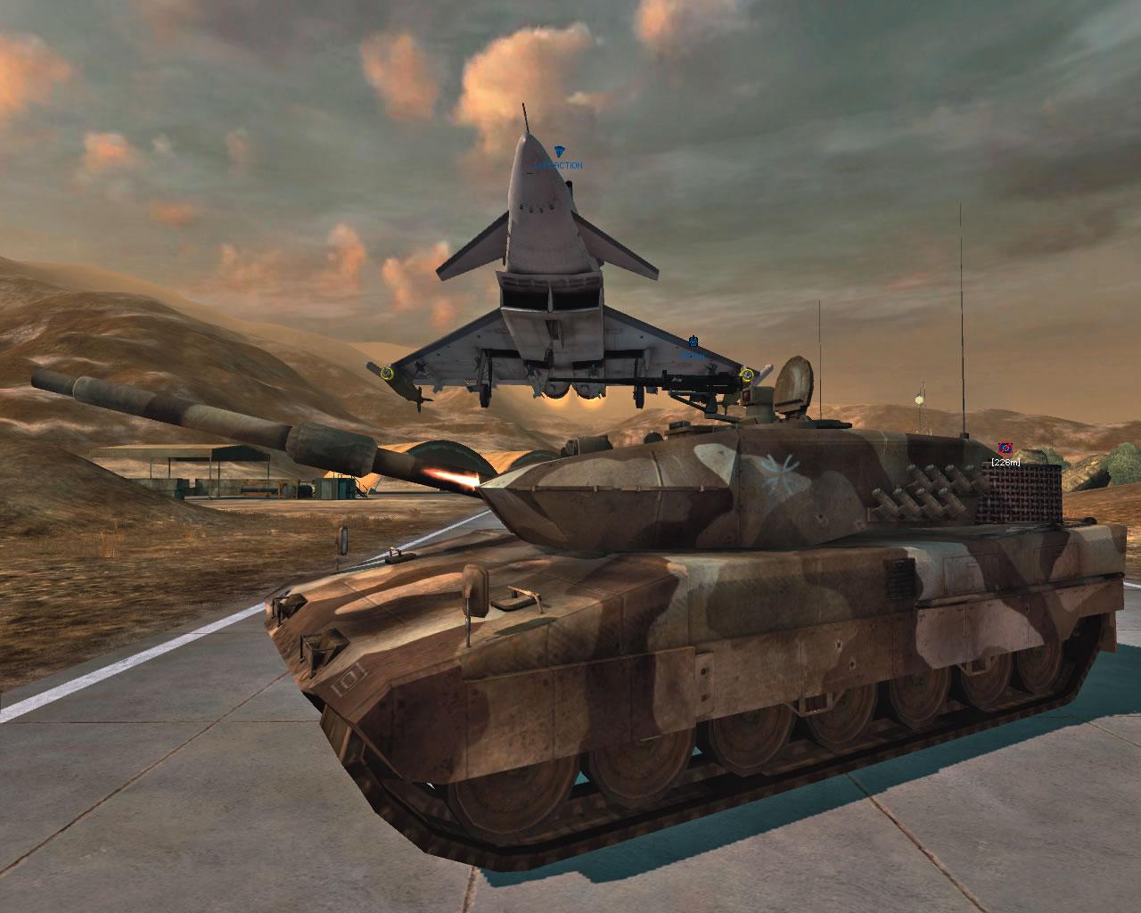 [23/03/2006] Mit dem Eurofighter und Leopard-2-Panzer sind auch Vehikel der Bundeswehr vertreten.