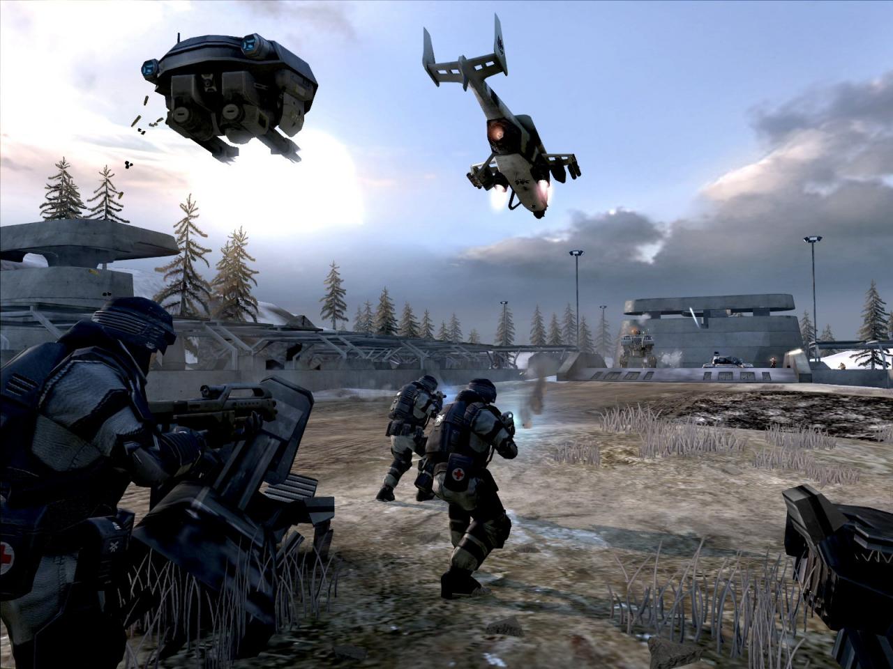 [10/05/2006] (2006) Schluss mit der Vergangenheit und Gegenwart, her mit der Zukunft: DICE wagte sich mit Battlefield 2142 erstmals an ein futuristisches Szenario. Anstatt Panzern rumpeln turmhohe Mechs über das Schlachtfeld. Völlig neu war der Titan-Modus. Hier galt es das gegnerische Flugschiff (benannt nach dem Spielmodus 