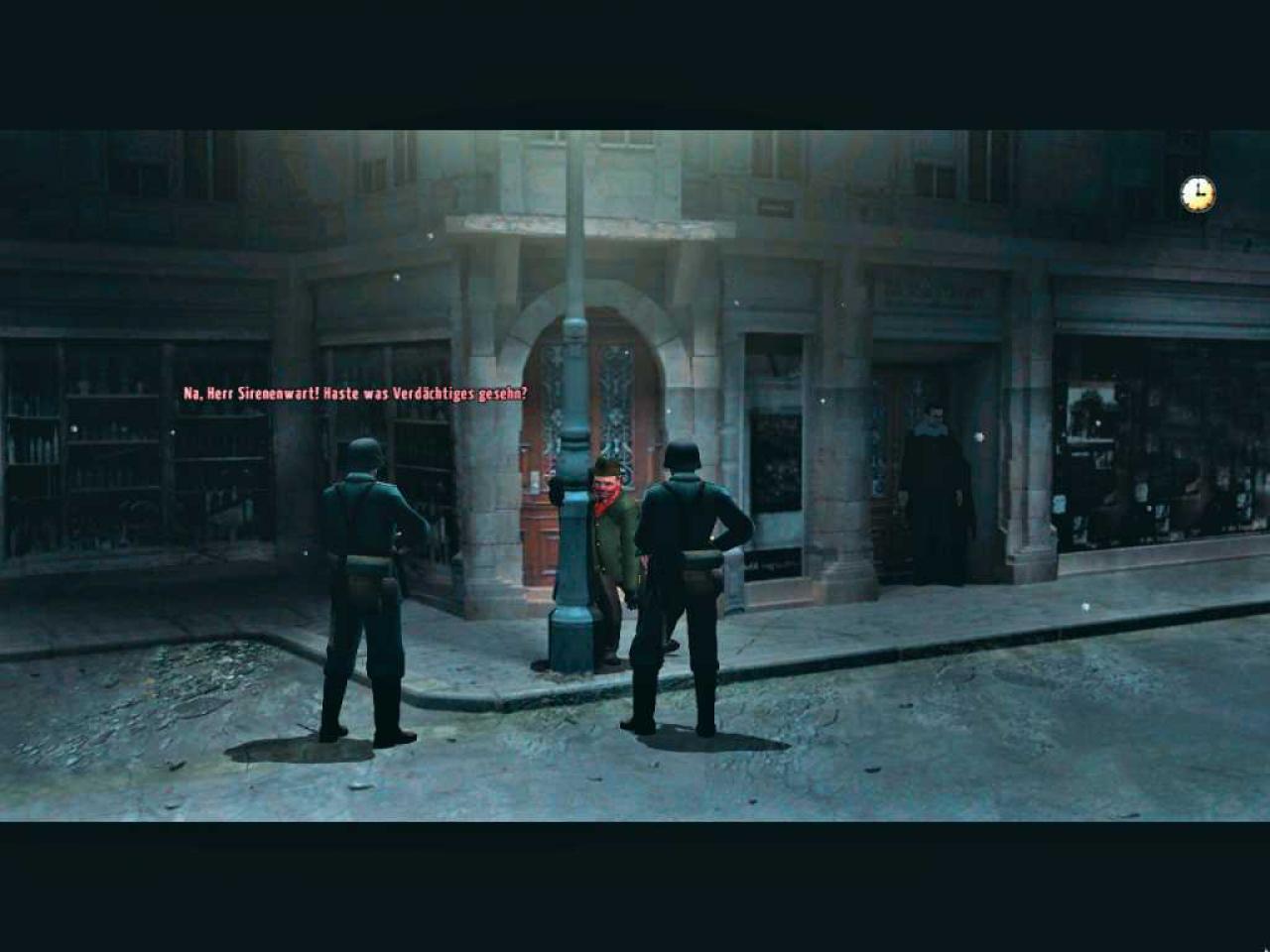 [20/10/2006] In den Straßen von Berlin verzieht sich John schnell in eine dunkle Ecke, sobald Soldaten auftauchen.
