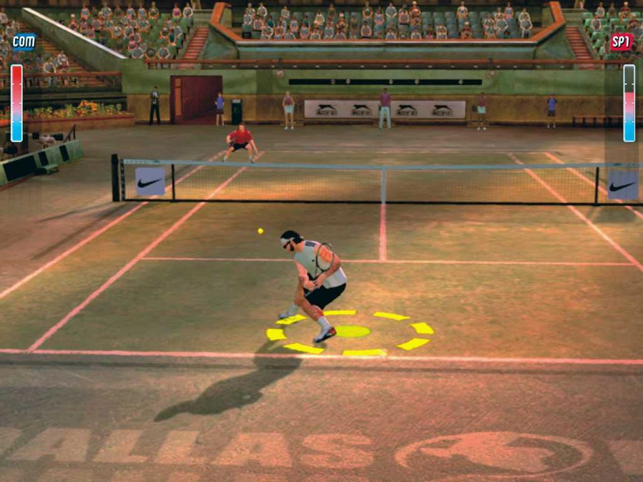 [22/12/2006] Endlich steht der Gegner so weit in der linken Ecke, dass wir ihn mit einem harten Ball nach rechts leicht ausspielen. Der Punkt geht an uns.